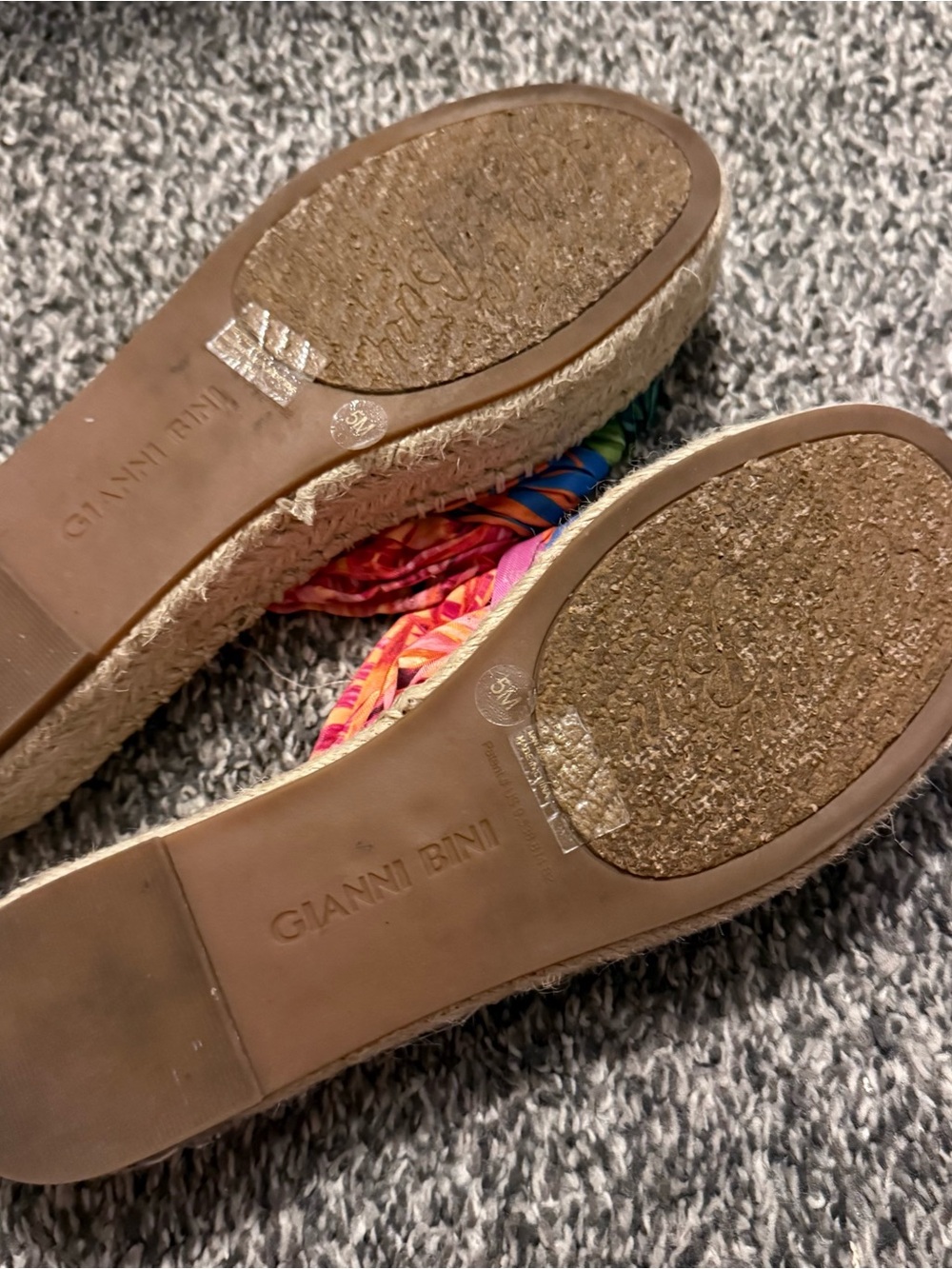 Gianni Bini Multicolor Espadrille Wedge Sandals - Pink / Orange Pattern